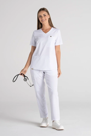 Spodnie medyczne proste damskie - Merit - Snow white - KangooSoft Premium