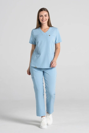 Bluza medyczna damska Merit - Baby blue - KangooSoft Premium