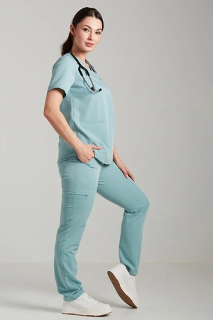 Spodnie medyczne proste damskie - Merit - Sky blue