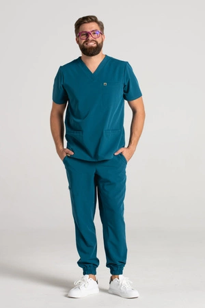 Bluza medyczna męska - Sokrates - Mermaid blue - KangooSoft Premium