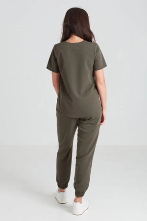 Spodnie medyczne joggery damskie - Merit - Dark olive