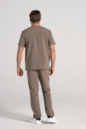 Bluza medyczna męska - Sokrates - Brown melange - KangooSoft Premium