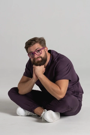 Bluza medyczna męska - Sokrates - Dark plum - KangooNature