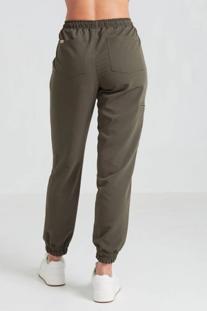 Spodnie medyczne joggery damskie - Merit - Dark olive