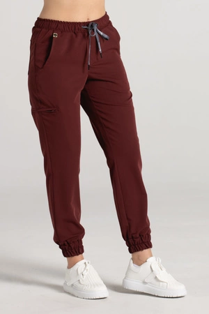 Spodnie medyczne joggery damskie - Merit - Sangria