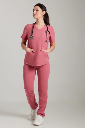 Spodnie medyczne proste damskie - Merit - 	Raspberry pink