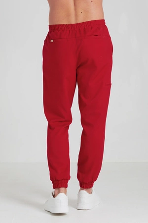 Spodnie medyczne joggery męskie - Sokrates - Poppy red