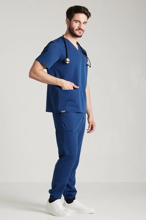 Spodnie medyczne joggery męskie - Sokrates - Dark denim