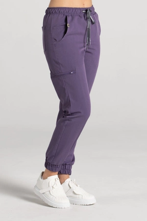 Spodnie medyczne joggery damskie - Merit - Midnight purple - KangooSoft Premium