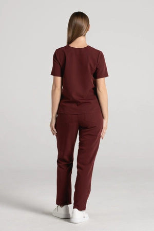 Krótka bluza medyczna damska Florence - Sangria - KangooSoft