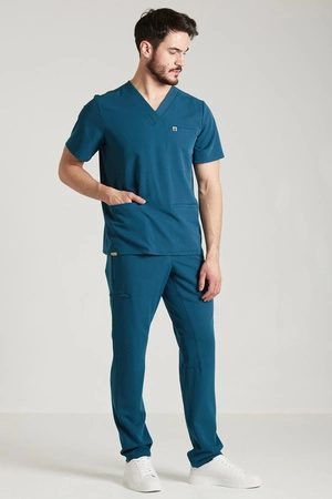 Spodnie medyczne proste męskie - Sokrates - Ocean blue