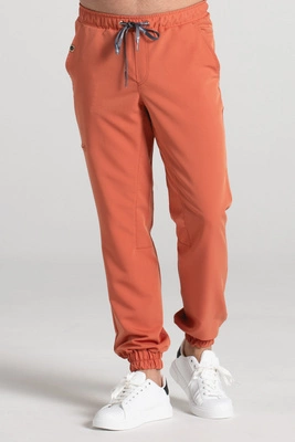 Spodnie medyczne joggery męskie - Sokrates - Pumpkin spice - KangooSoft Premium