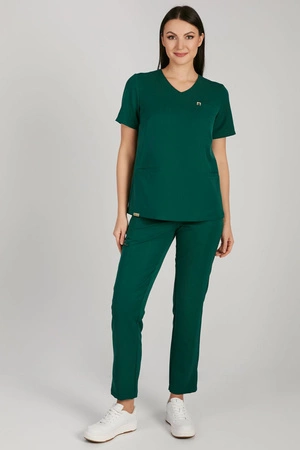 Spodnie medyczne proste damskie - Merit - Pine green