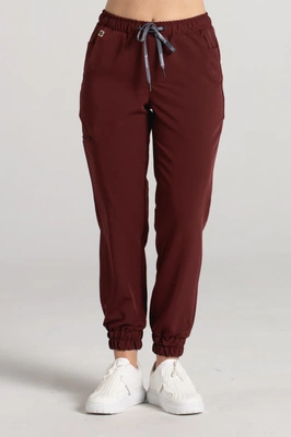 Spodnie medyczne joggery damskie - Merit - Sangria