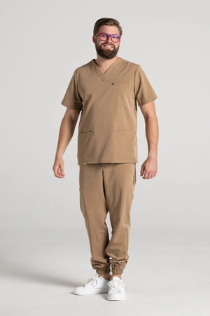 Bluza medyczna męska - Sokrates - Caramel - KangooSoft Premium