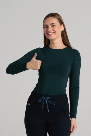 Longsleeve medyczny damski - Deep green - Bamboo collection