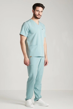 Spodnie medyczne proste męskie - Sokrates - Sky blue