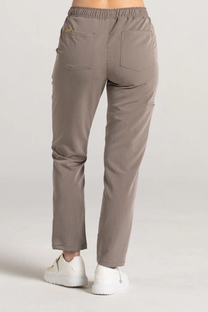 Spodnie medyczne proste damskie - Merit - Brown melange - KangooSoft Premium