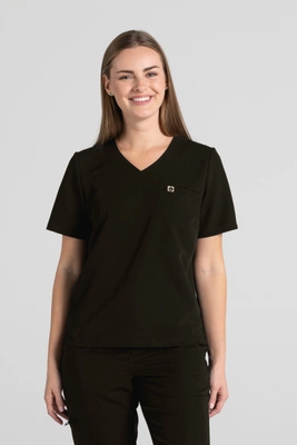 Krótka bluza medyczna damska Florence - Onyx black - KangooSoft