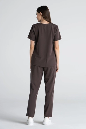 Spodnie medyczne proste damskie - Merit - Chocolate chip - KangooSoft Premium
