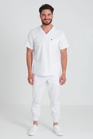 Bluza medyczna męska - Sokrates - Pearl white - KangooNature