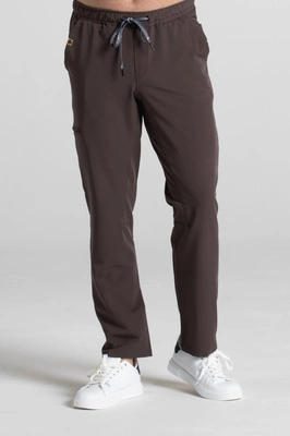 Spodnie medyczne proste męskie - Sokrates - Chocolate chip - KangooSoft Premium