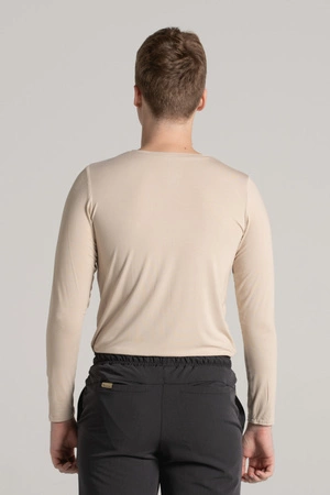 Longsleeve medyczny męski - Soft beige - Bamboo collection