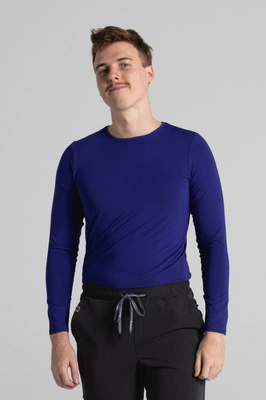Longsleeve medyczny męski - Rich blue - Bamboo collection