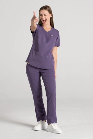 Bluza medyczna damska Merit - Midnight purple - KangooSoft Premium