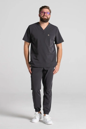 Bluza medyczna męska - Sokrates - Grey melange - KangooSoft Premium