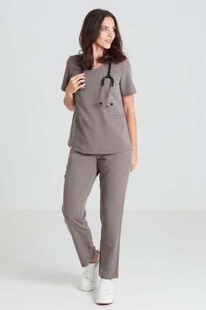 Spodnie medyczne proste damskie - Merit - Cocoa brown