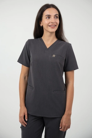 Bluza medyczna damska Virginia - Grey melange - KangooSoft Premium