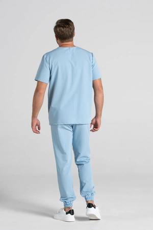 Bluza medyczna męska - Sokrates - Baby blue - KangooSoft Premium