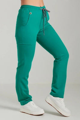 Spodnie medyczne proste damskie - Merit - Medical green