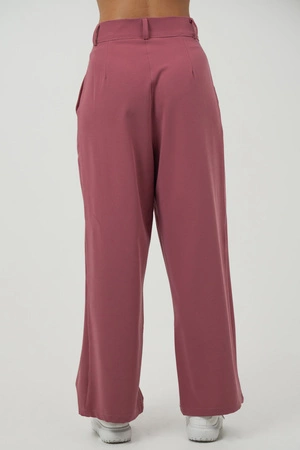 Spodnie medyczne damskie z szeroką nogawką - Lucy - Dusty pink - KangooSoft Premium