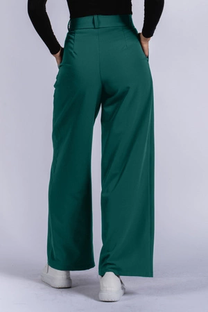 Spodnie medyczne damskie z szeroką nogawką - Lucy - Bottle green - KangooSoft Premium