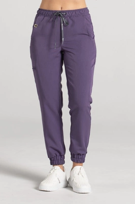 Spodnie medyczne joggery damskie - Merit - Midnight purple - KangooSoft Premium