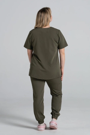 Spodnie medyczne joggery damskie - Merit - Tuscan moss - KangooSoft Premium