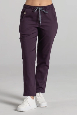 Spodnie medyczne proste damskie - Merit - Dark plum - KangooNature
