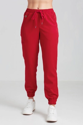 Spodnie medyczne joggery damskie - Merit - Poppy red