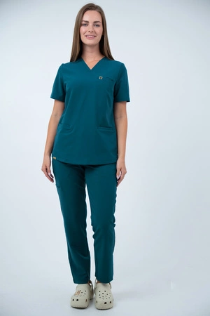 Bluza medyczna damska Virginia - Mermaid blue - KangooSoft Premium