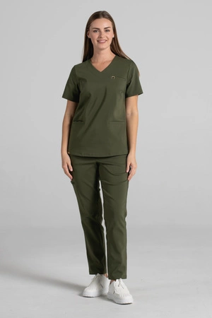 Spodnie medyczne proste damskie - Merit - Military green - KangooNature