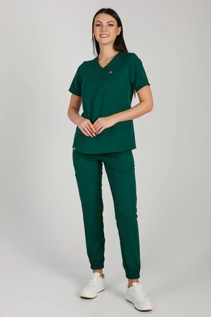 Spodnie medyczne joggery damskie - Merit - Pine green