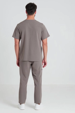 Spodnie medyczne proste męskie - Sokrates - Cocoa brown