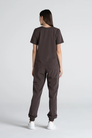 Spodnie medyczne joggery damskie - Merit - Chocolate chip - KangooSoft Premium