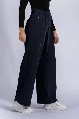 Spodnie medyczne damskie z szeroką nogawką - Lucy - Dark navy - KangooSoft