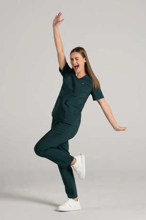 Spodnie medyczne proste damskie - Merit - Bush green - KangooNature