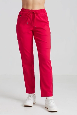 Spodnie medyczne proste damskie - Merit - Bold red - KangooNature