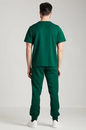 Spodnie medyczne joggery męskie - Sokrates - Pine green