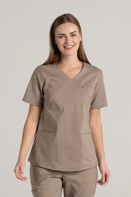 Bluza medyczna damska - Merit - Taupe - KangooNature